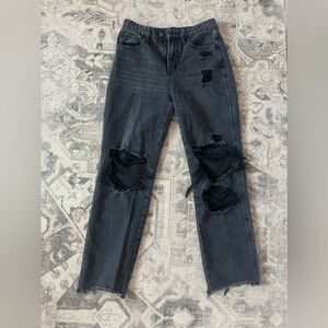 Flying Monkey | Ultra High Rise Distressed Jeans in Black | Sz 25